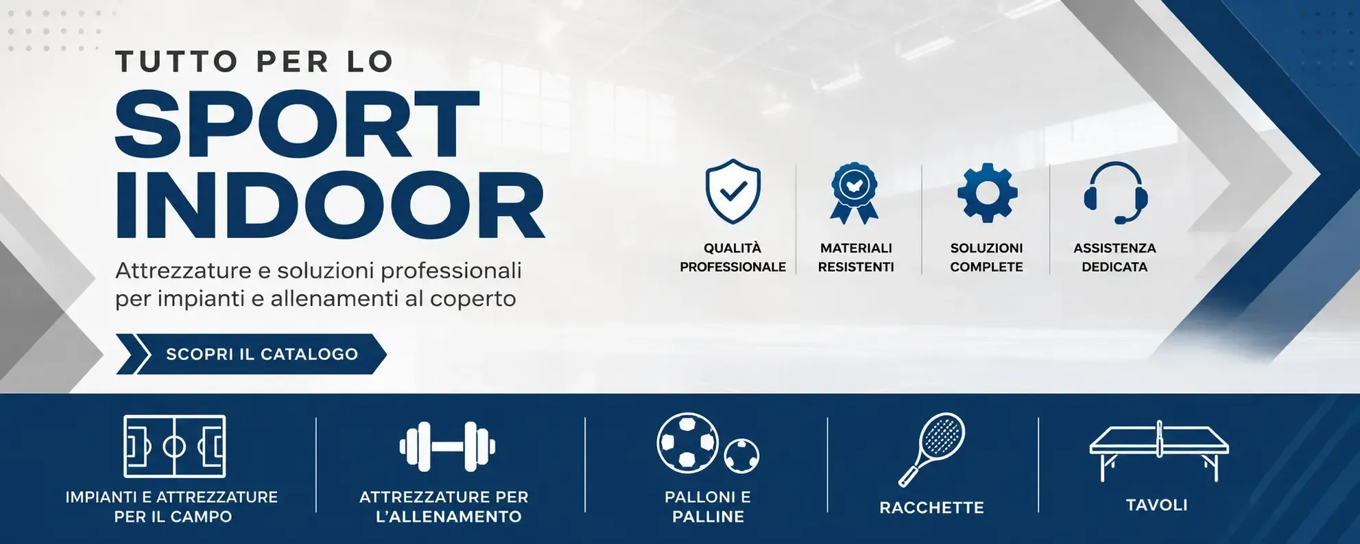 Attrezzature e soluzioni professionali per impianti e allenamento al coperto